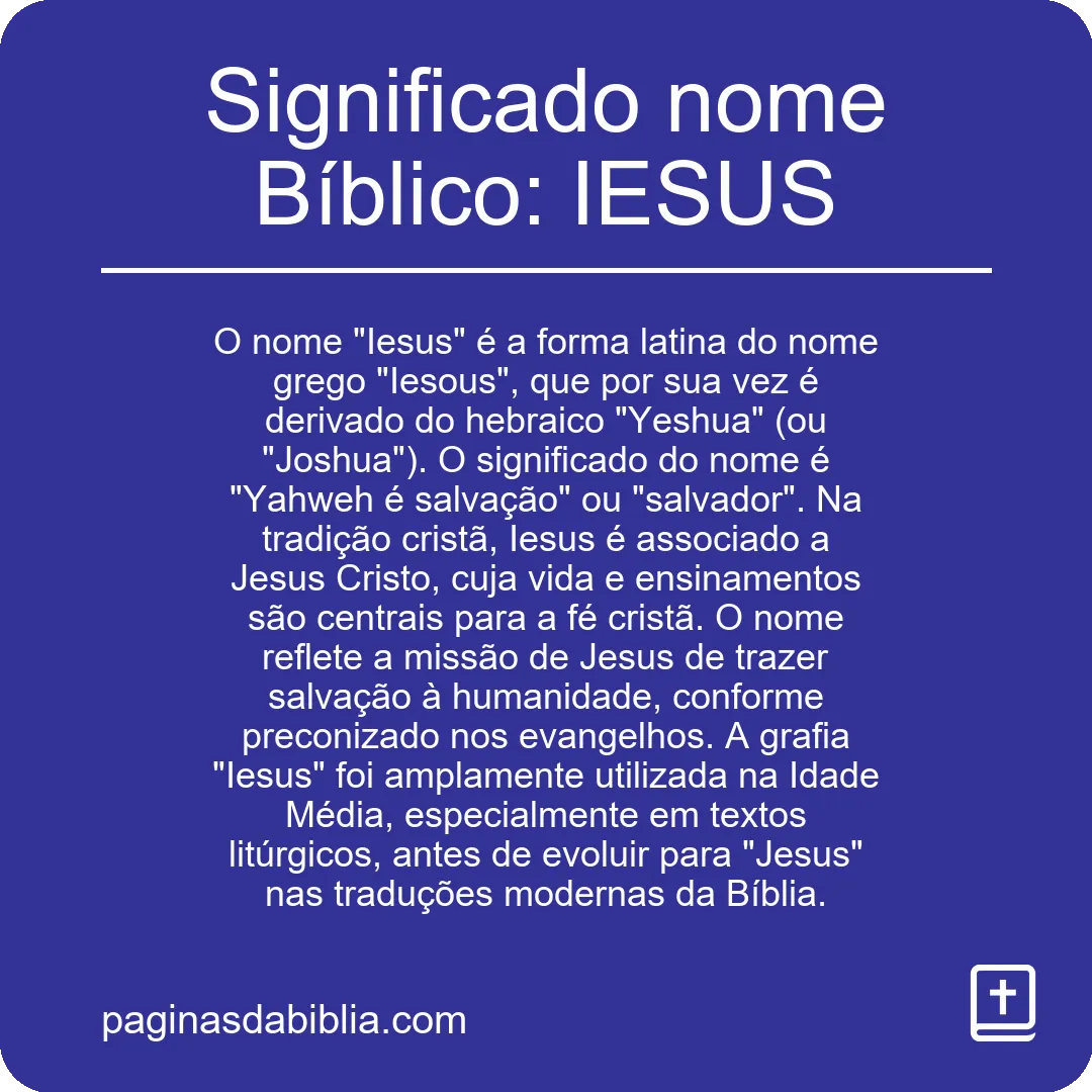 Significado nome Bíblico: IESUS