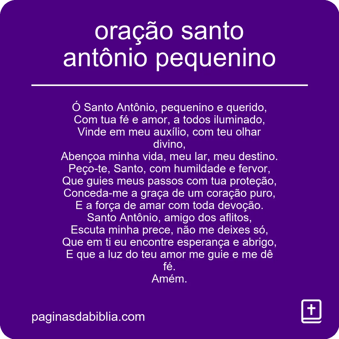 oração santo antônio pequenino