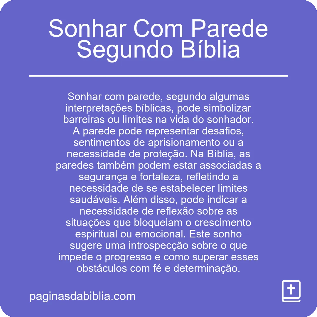 Sonhar Com Parede Segundo Bíblia