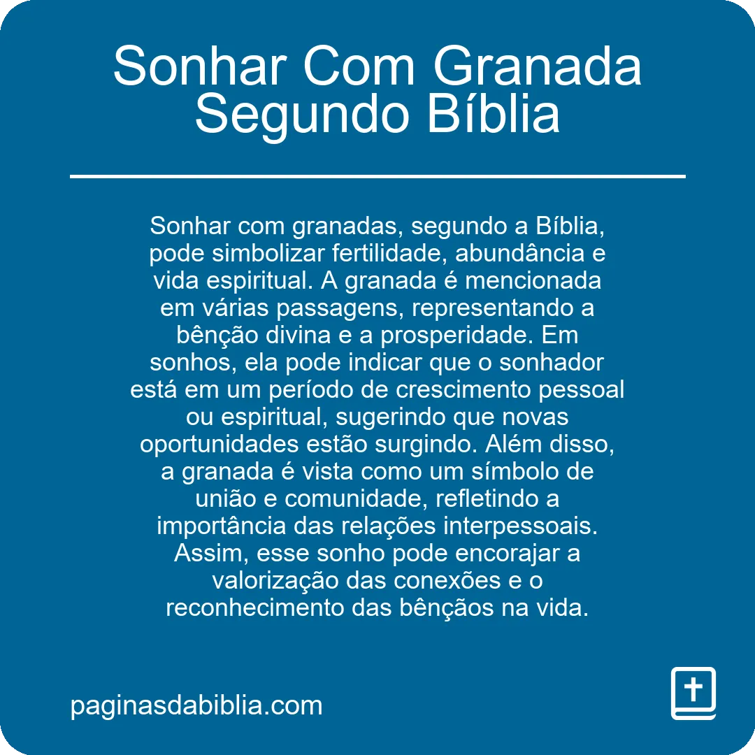 Sonhar Com Granada Segundo Bíblia