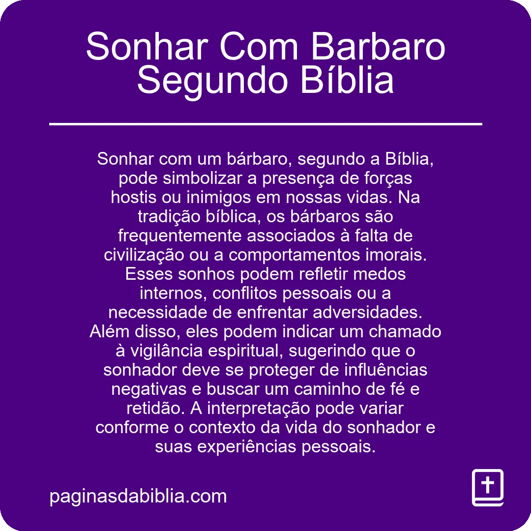 Sonhar Com Barbaro Segundo Bíblia