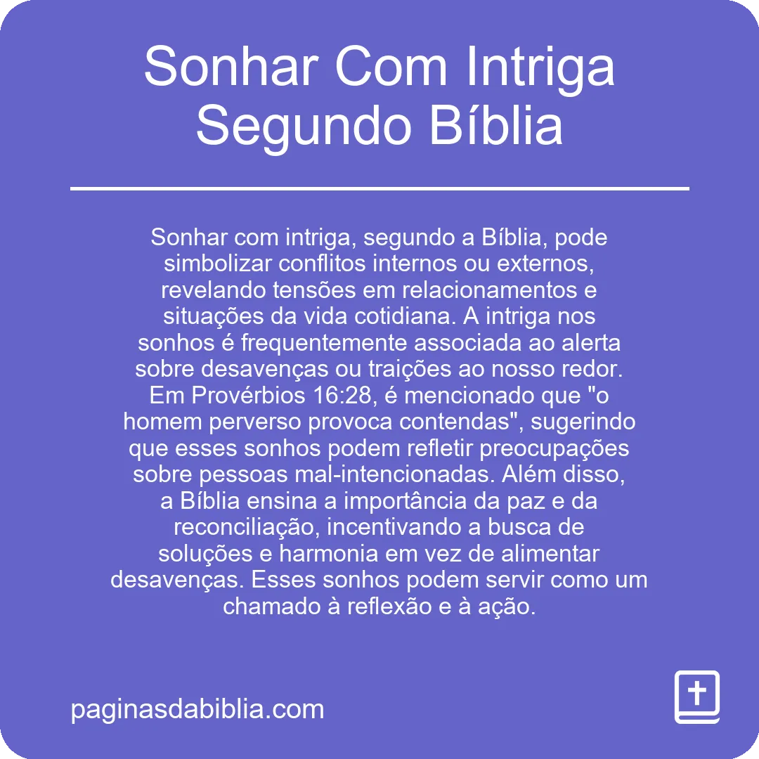 Sonhar Com Intriga Segundo Bíblia