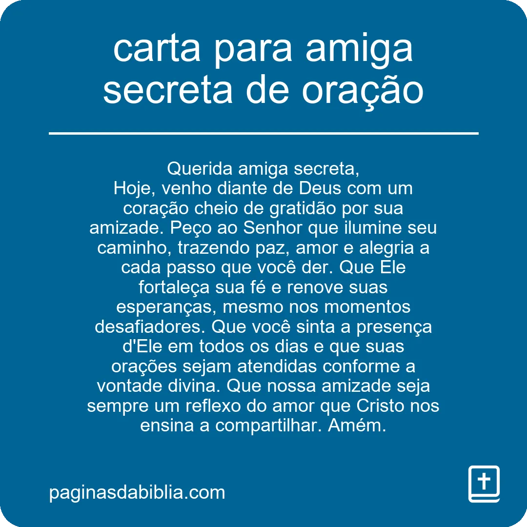 carta para amiga secreta de oração