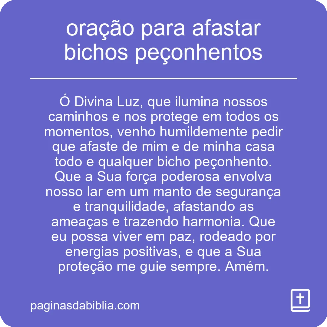 oração para afastar bichos peçonhentos