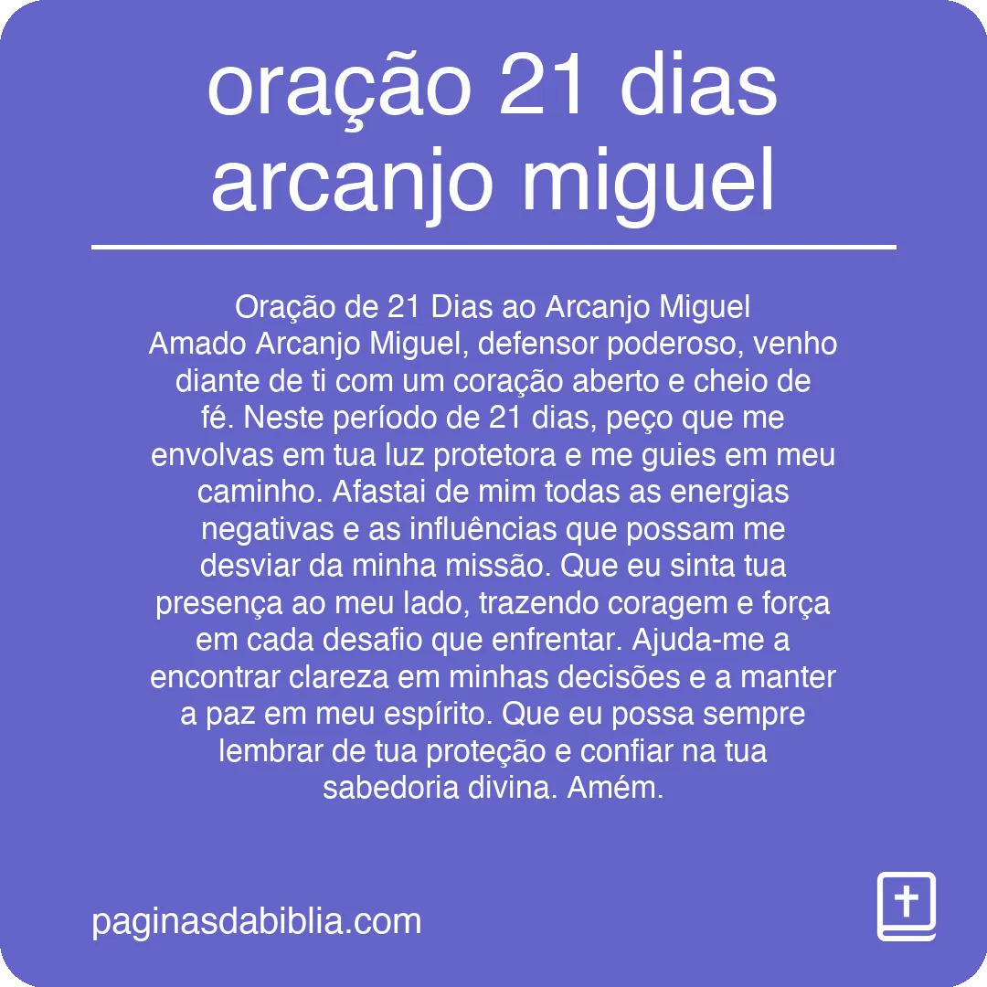 oração 21 dias arcanjo miguel