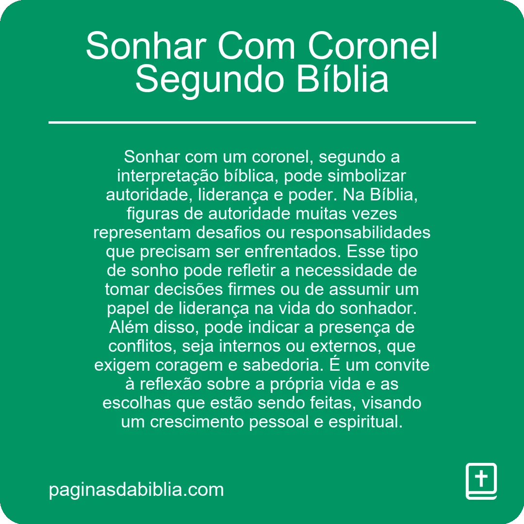 Sonhar Com Coronel Segundo Bíblia