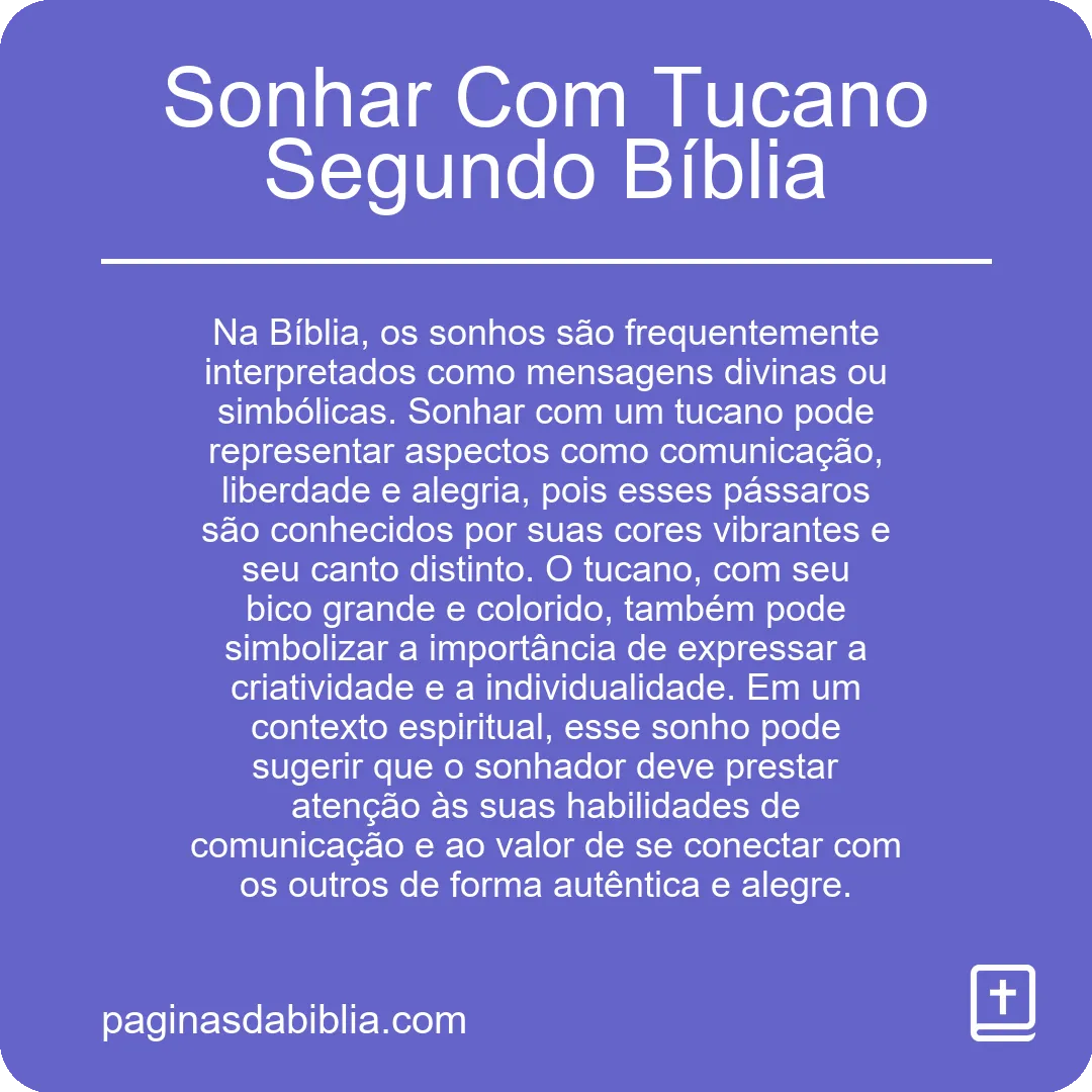 Sonhar Com Tucano Segundo Bíblia