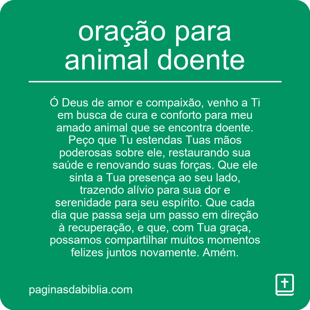 oração para animal doente