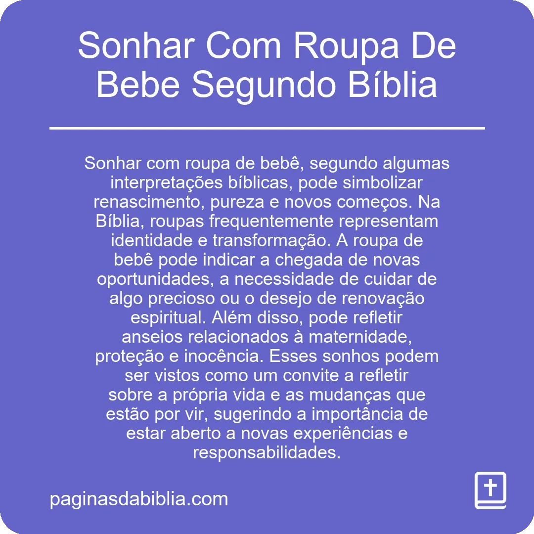 Sonhar Com Roupa De Bebe Segundo Bíblia