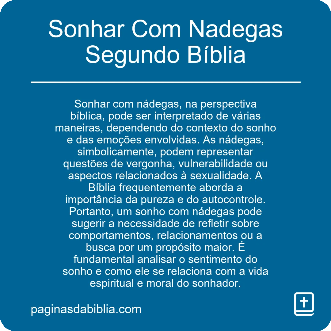 Sonhar Com Nadegas Segundo Bíblia