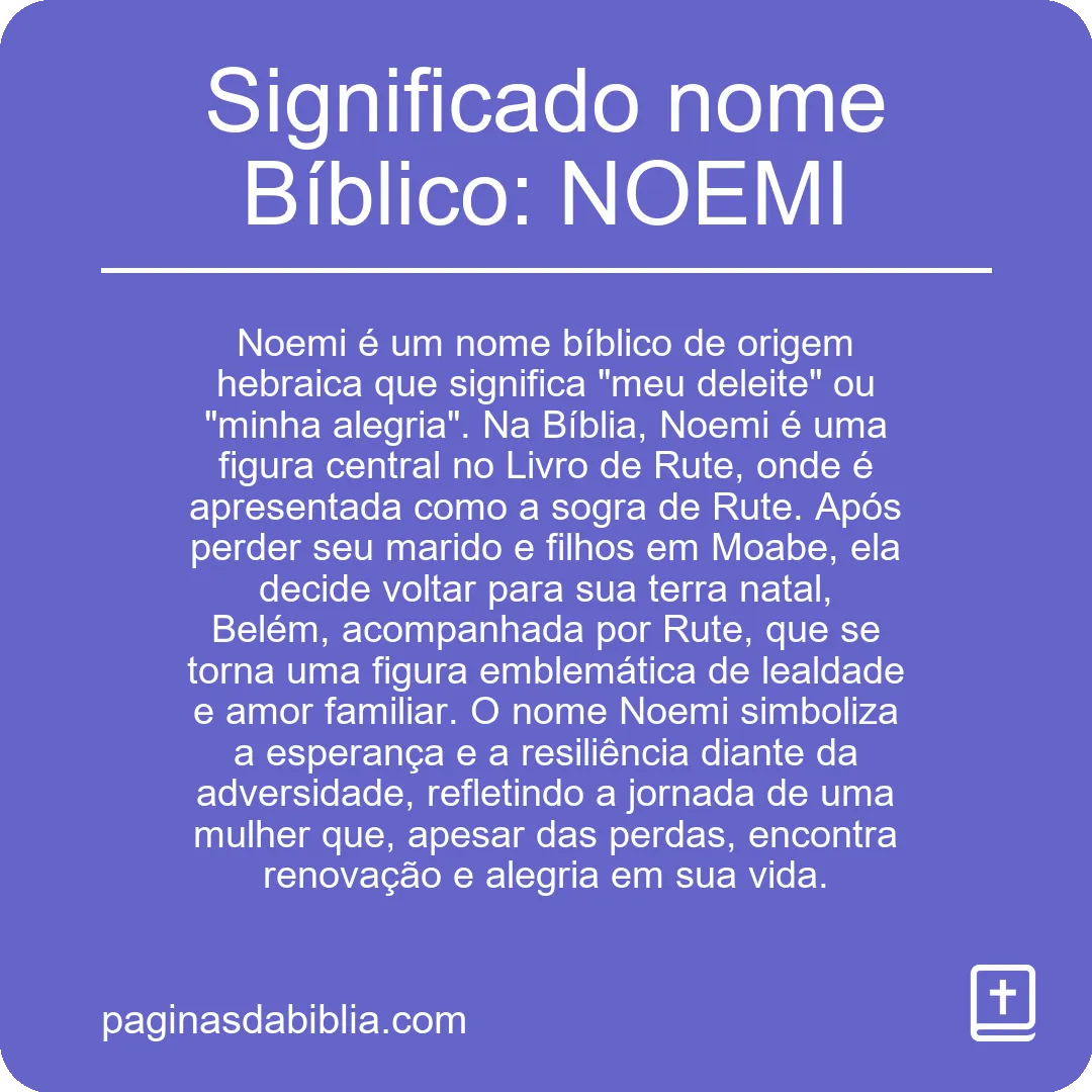 Significado nome Bíblico: NOEMI