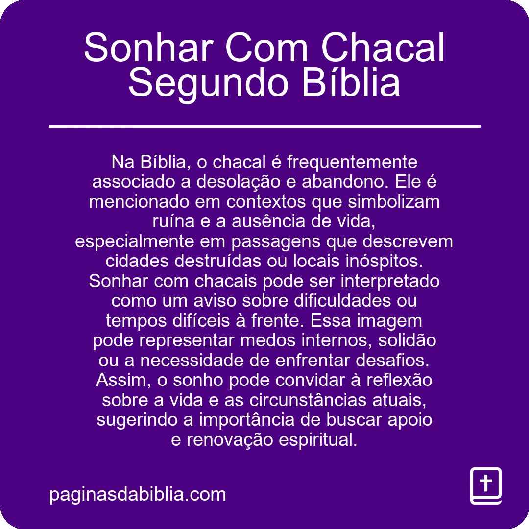 Sonhar Com Chacal Segundo Bíblia