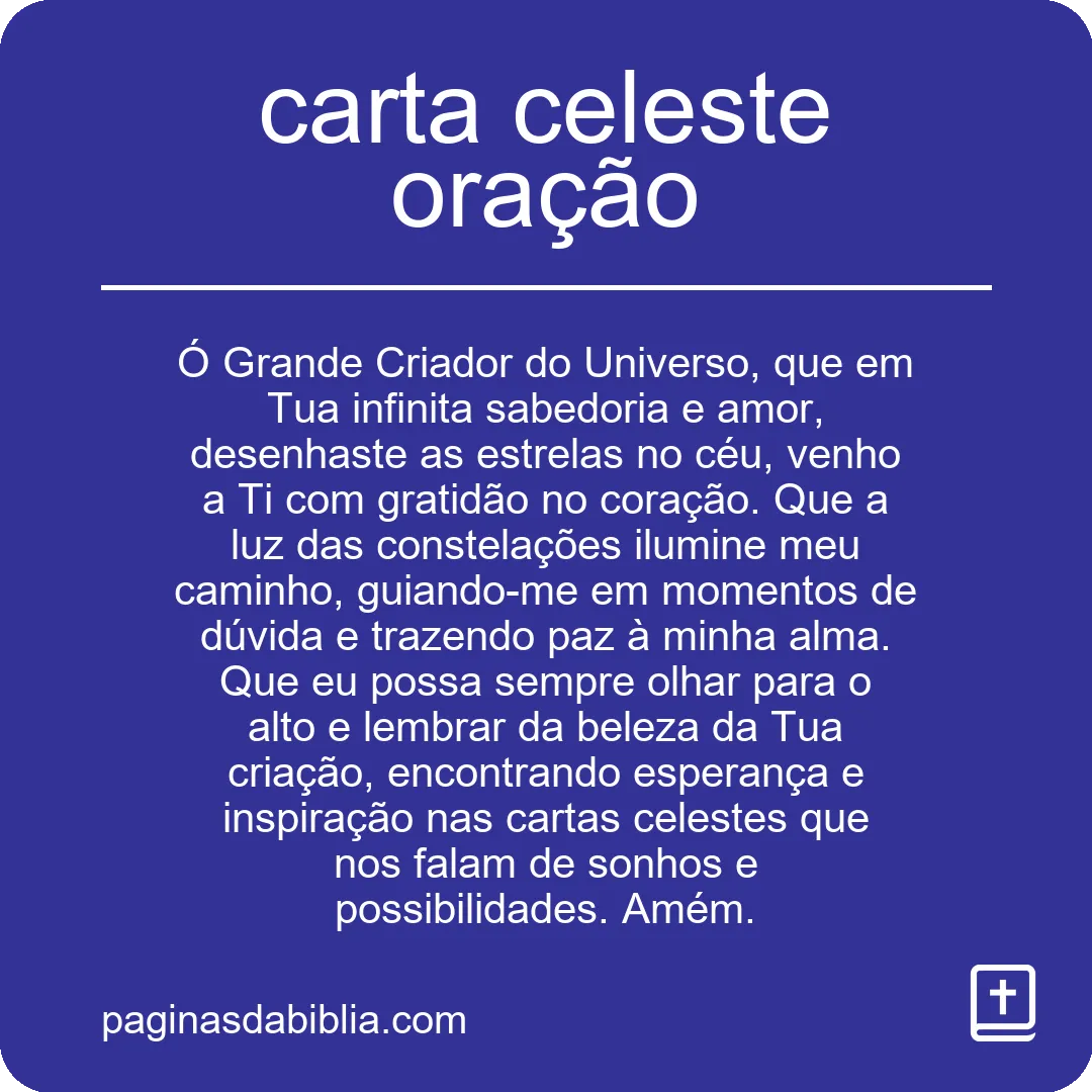 carta celeste oração