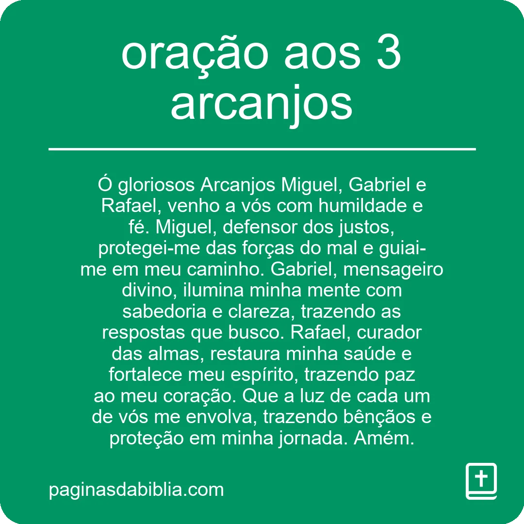 oração aos 3 arcanjos