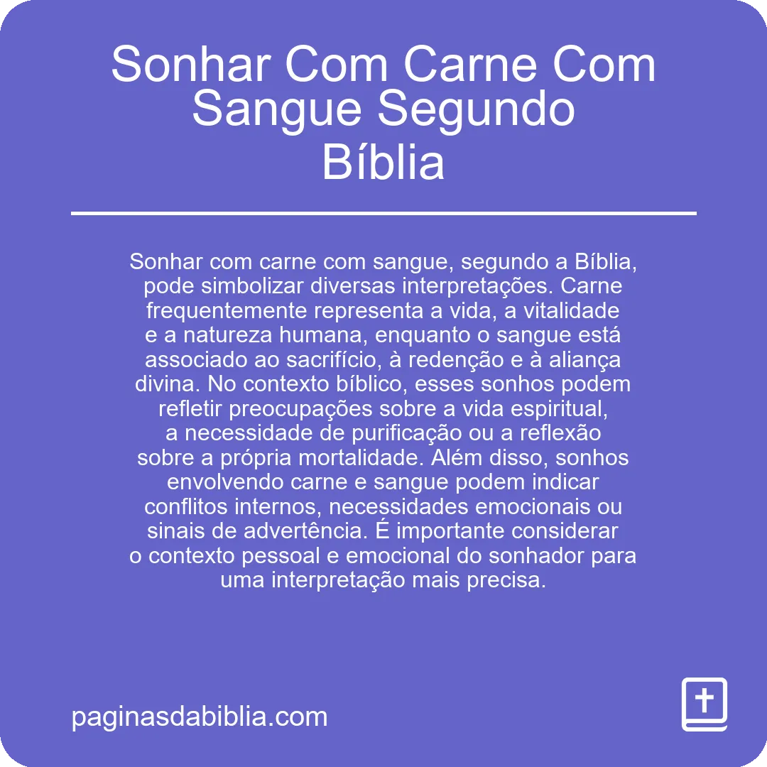 Sonhar Com Carne Com Sangue Segundo Bíblia