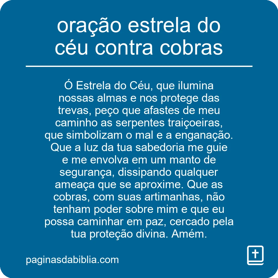 oração estrela do céu contra cobras