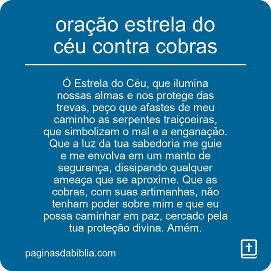 oração estrela do céu contra cobras