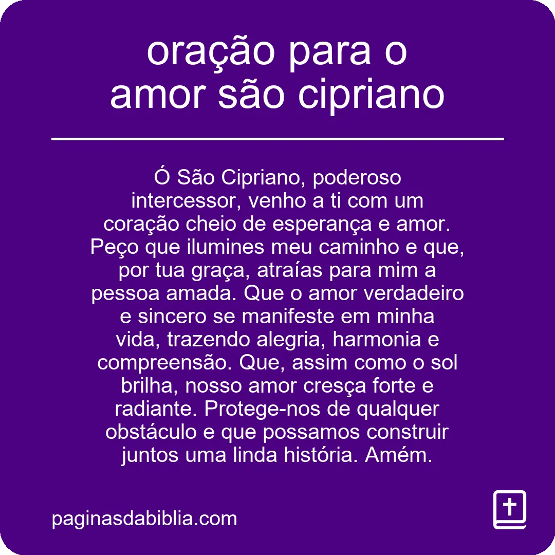 oração para o amor são cipriano