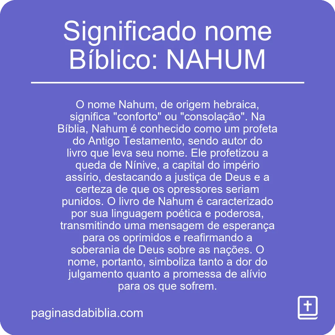 Significado nome Bíblico: NAHUM