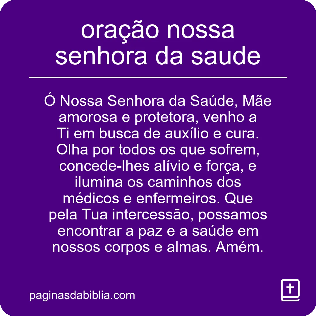 oração nossa senhora da saude