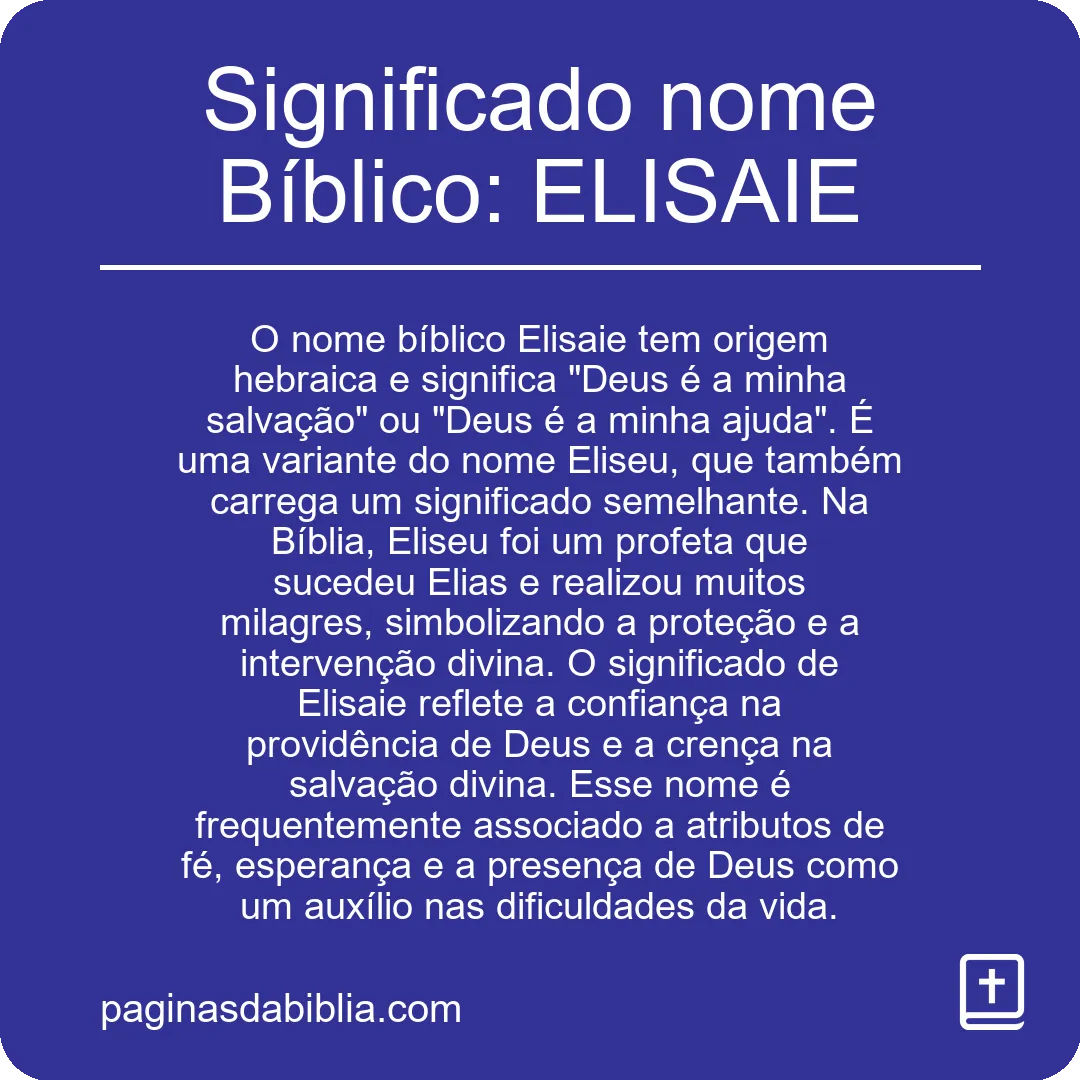 Significado nome Bíblico: ELISAIE