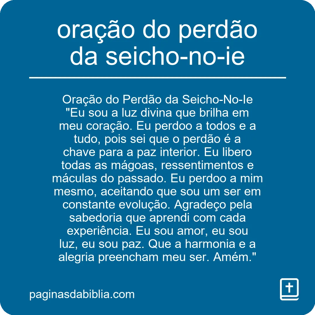 oração do perdão da seicho-no-ie