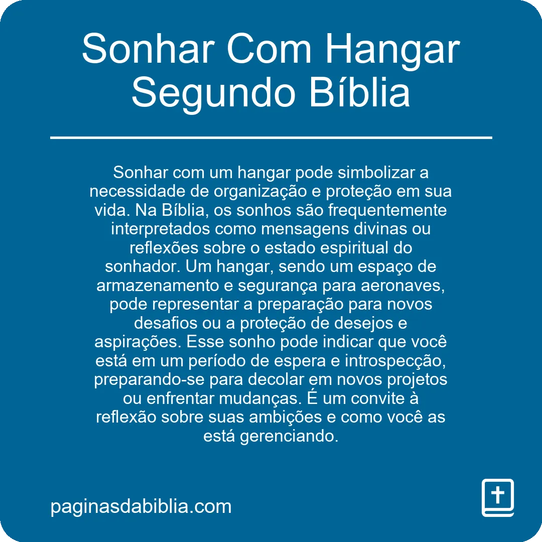 Sonhar Com Hangar Segundo Bíblia