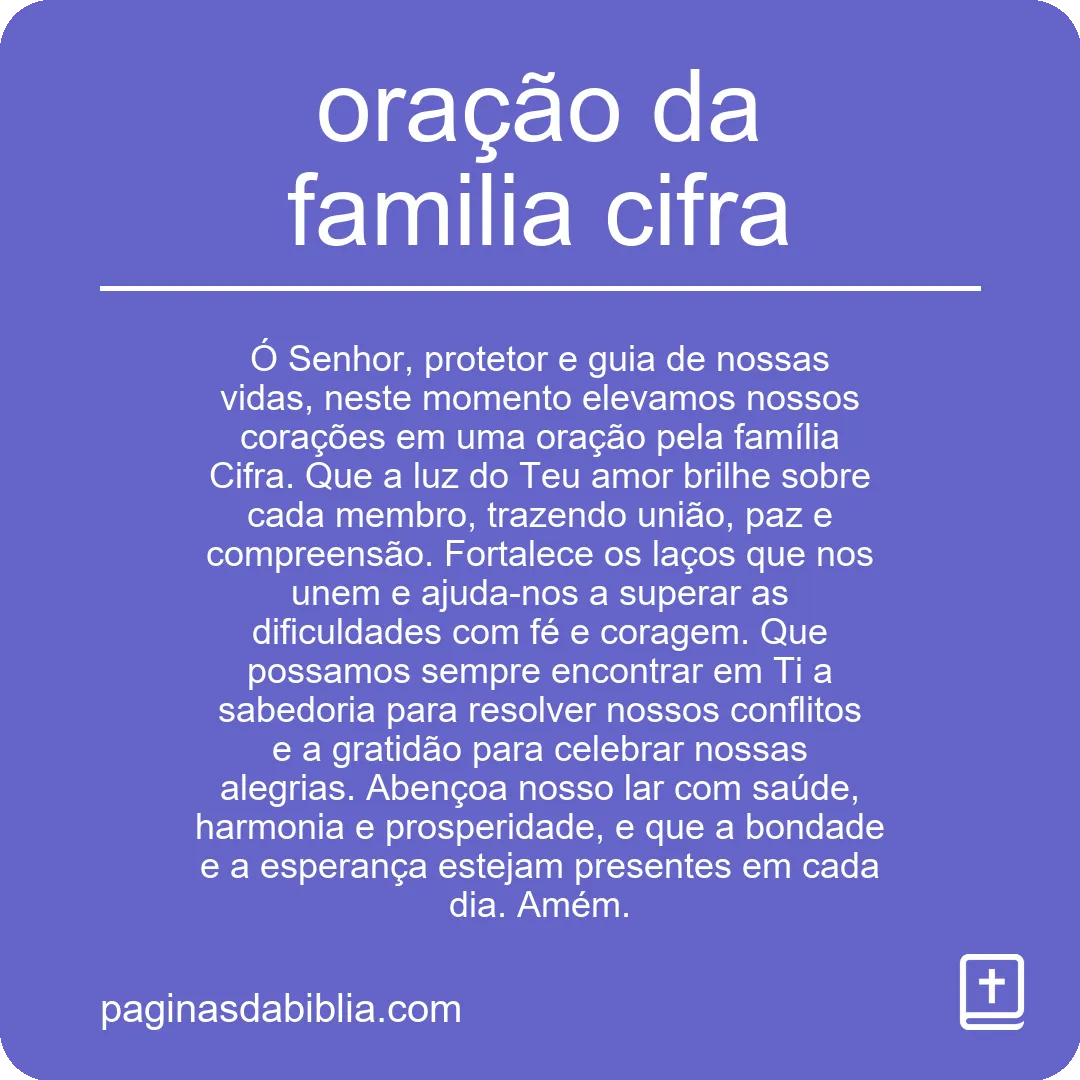 oração da familia cifra