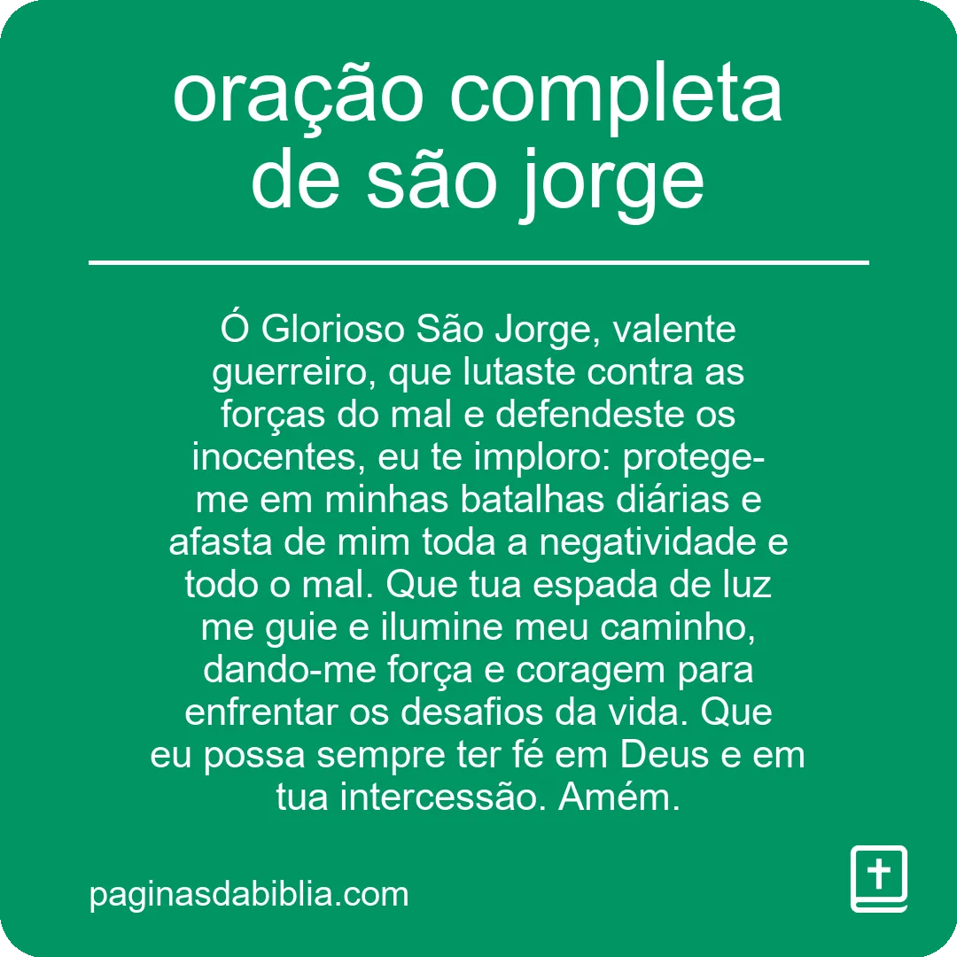 oração completa de são jorge