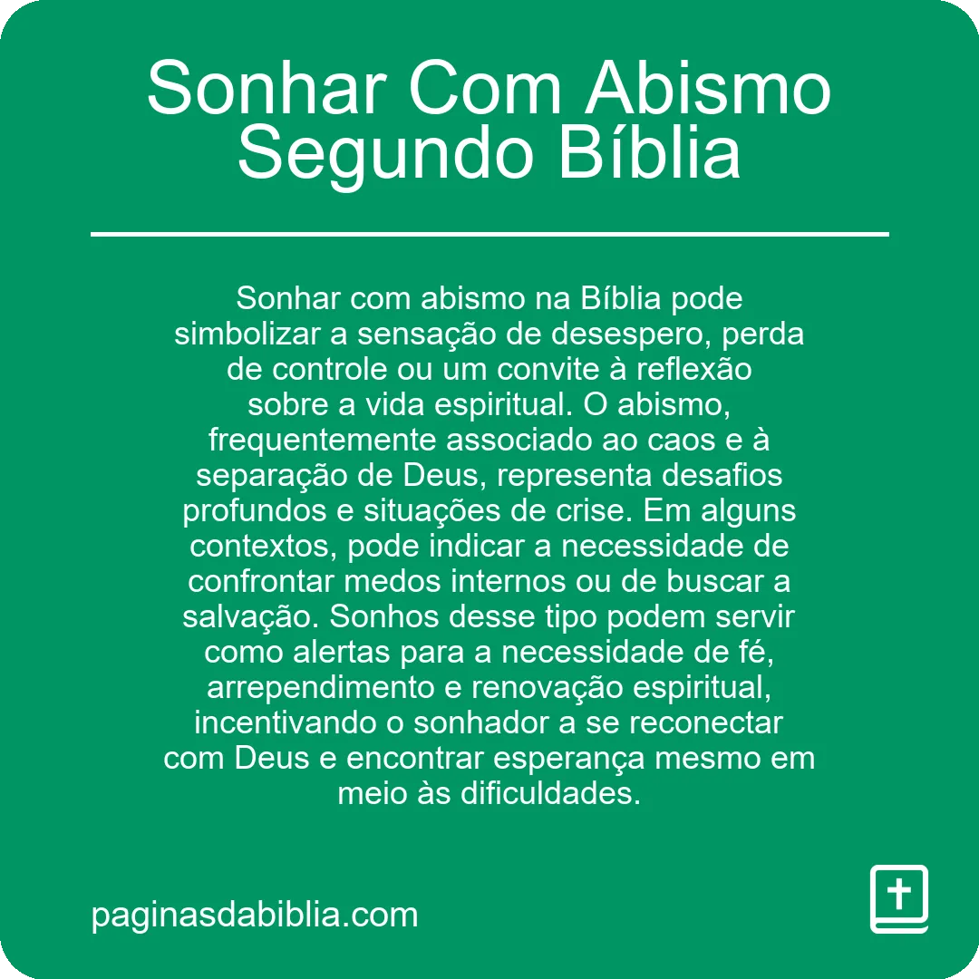 Sonhar Com Abismo Segundo Bíblia