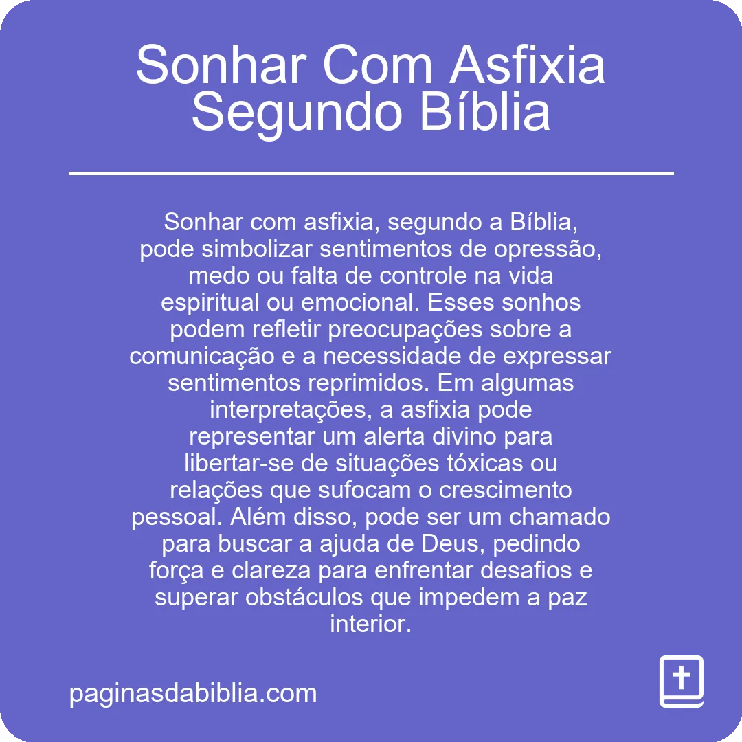 Sonhar Com Asfixia Segundo Bíblia