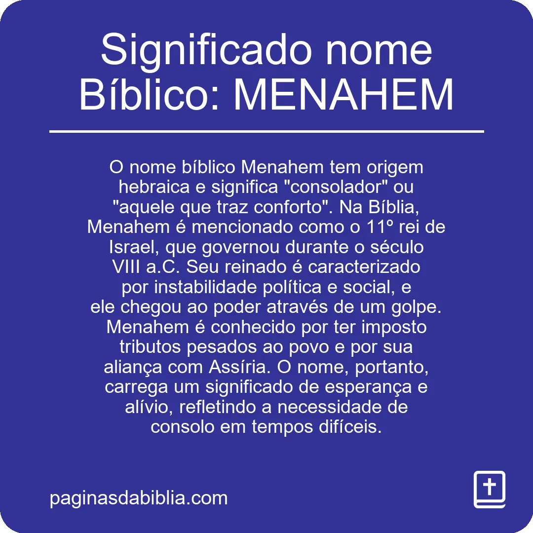 Significado nome Bíblico: MENAHEM