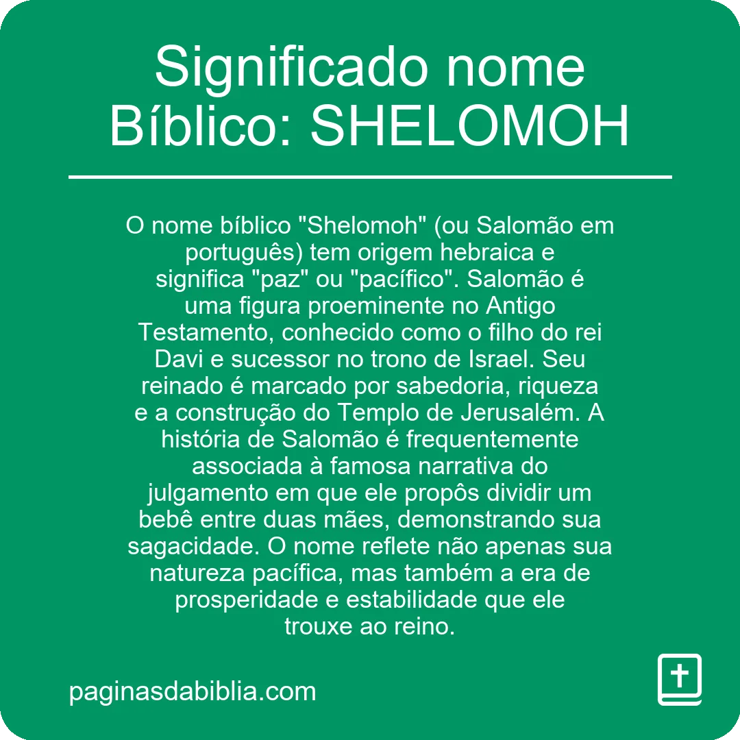 Significado nome Bíblico: SHELOMOH