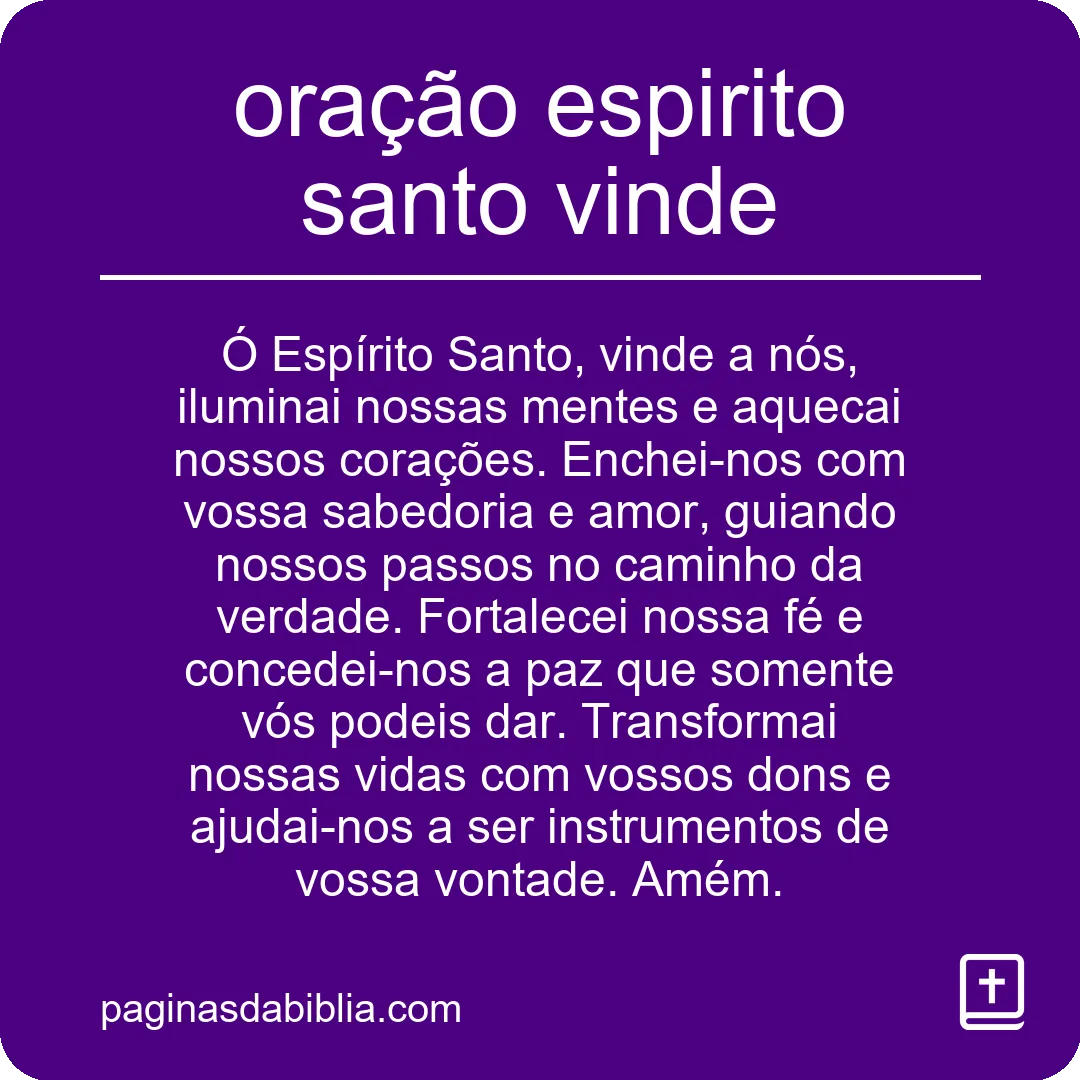 oração espirito santo vinde