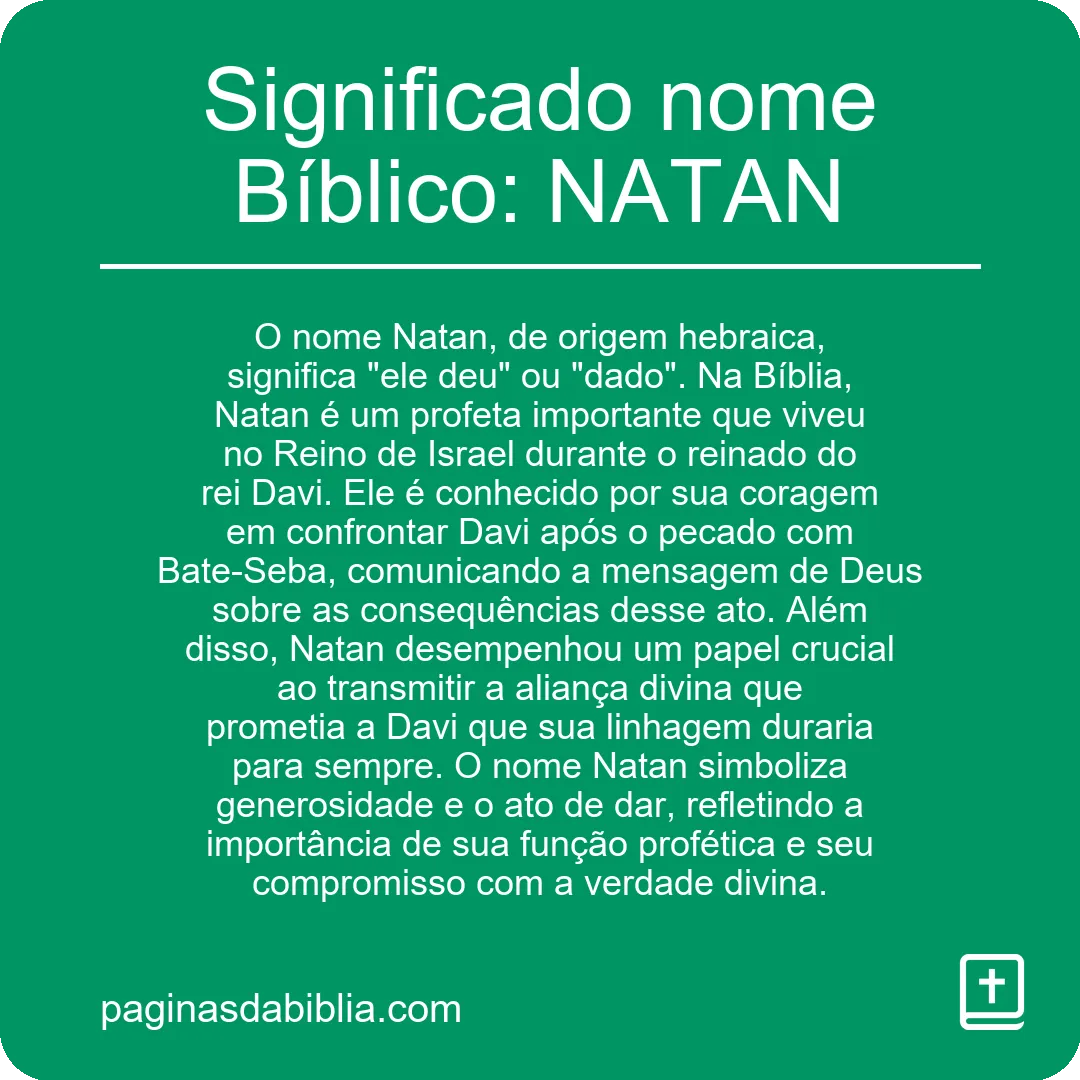 Significado nome Bíblico: NATAN