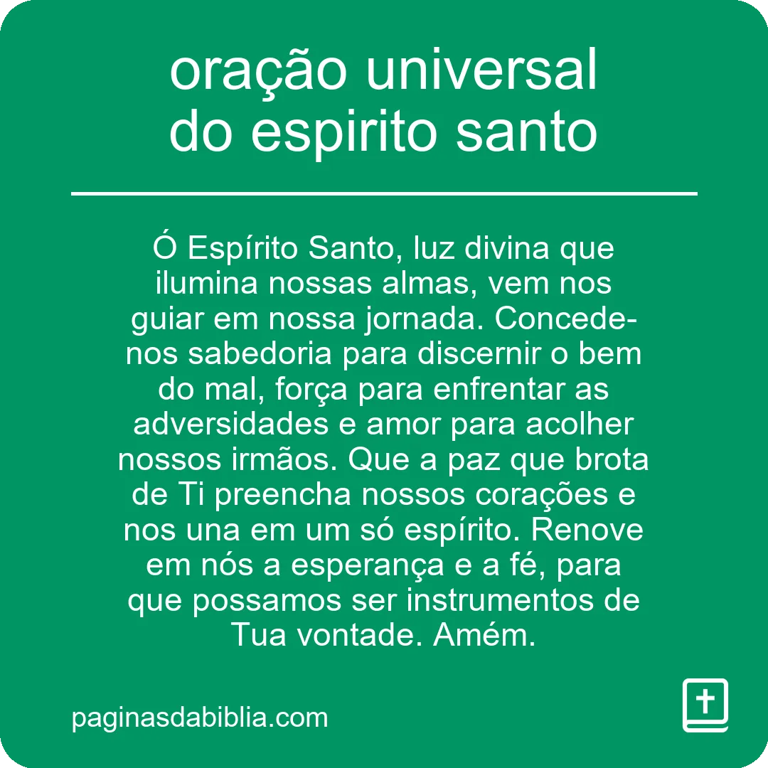 oração universal do espirito santo