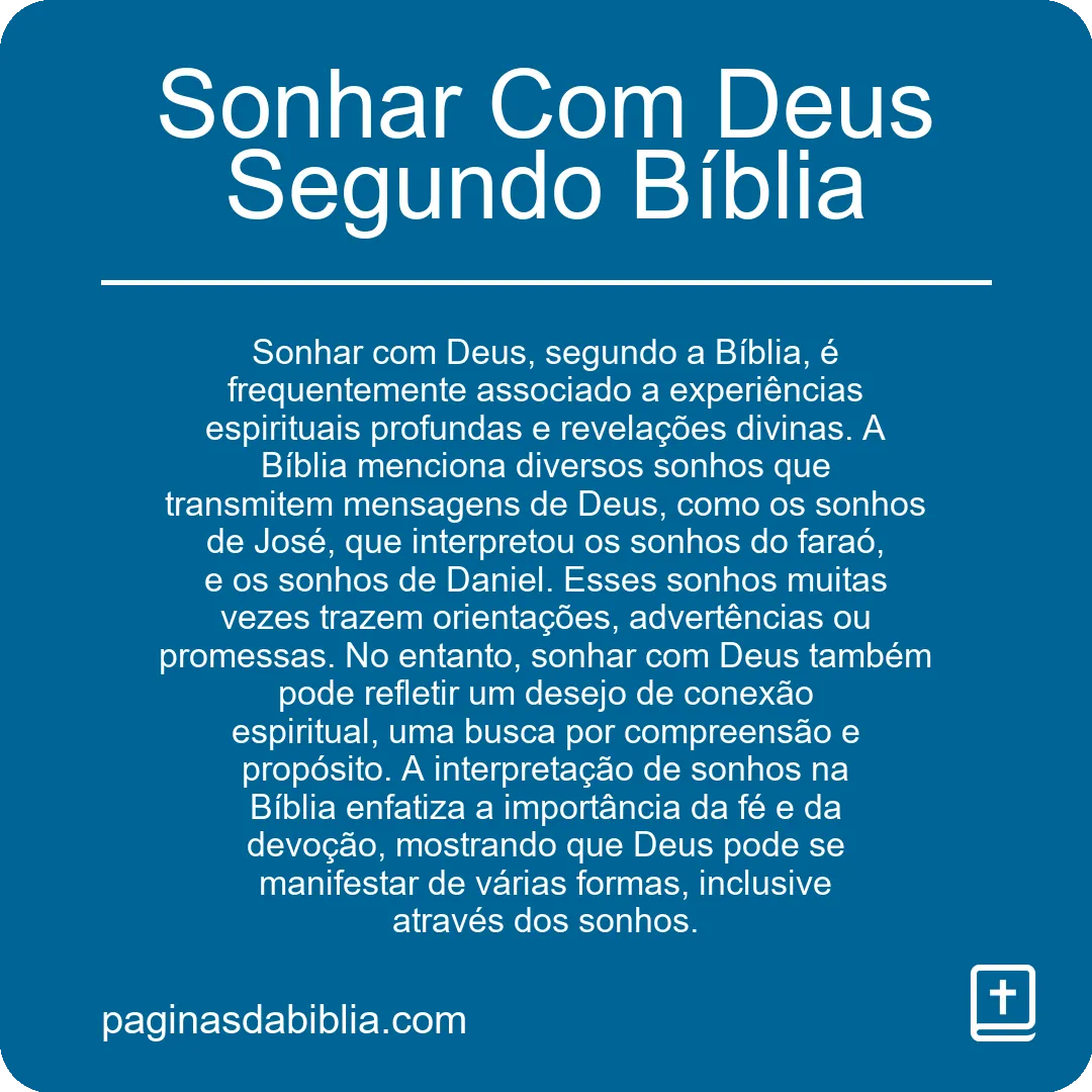 Sonhar Com Deus Segundo Bíblia