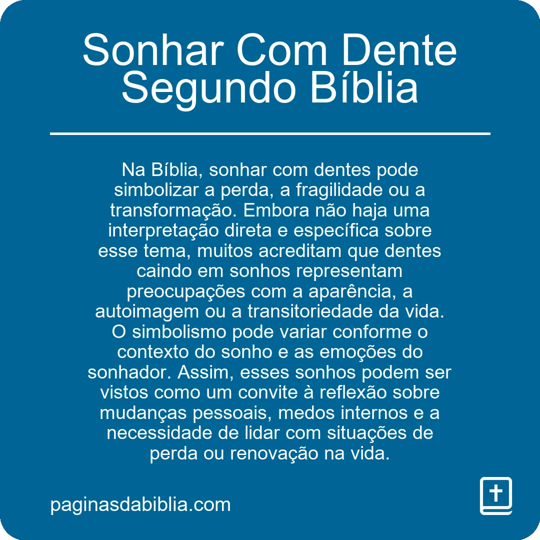 Sonhar Com Dente Segundo Bíblia