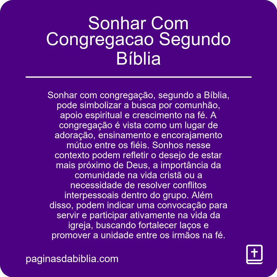 Sonhar Com Congregacao Segundo Bíblia