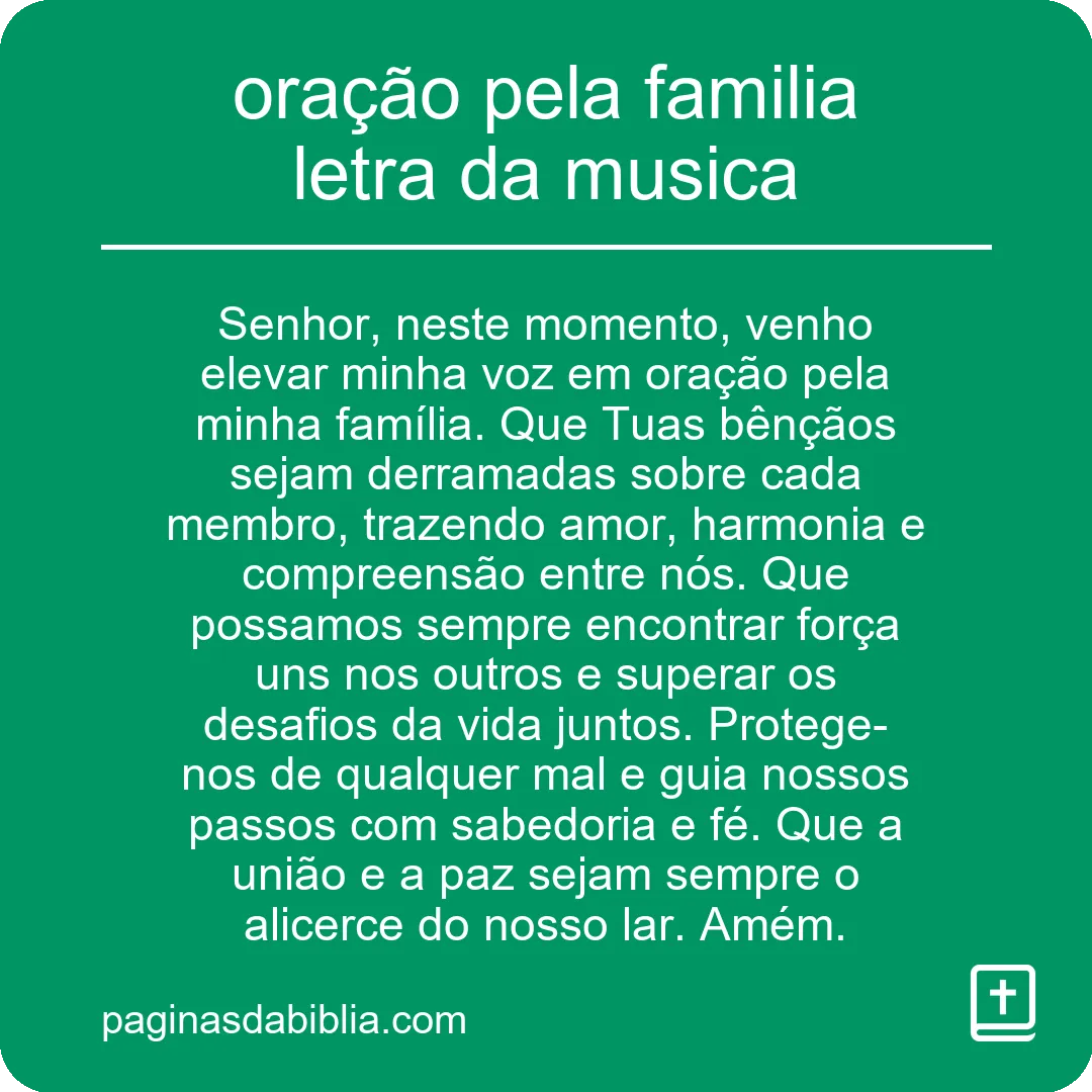 oração pela familia letra da musica