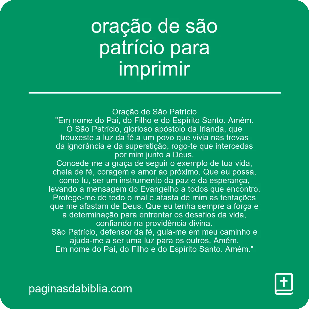 oração de são patrício para imprimir