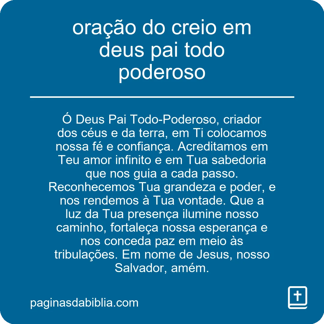 oração do creio em deus pai todo poderoso