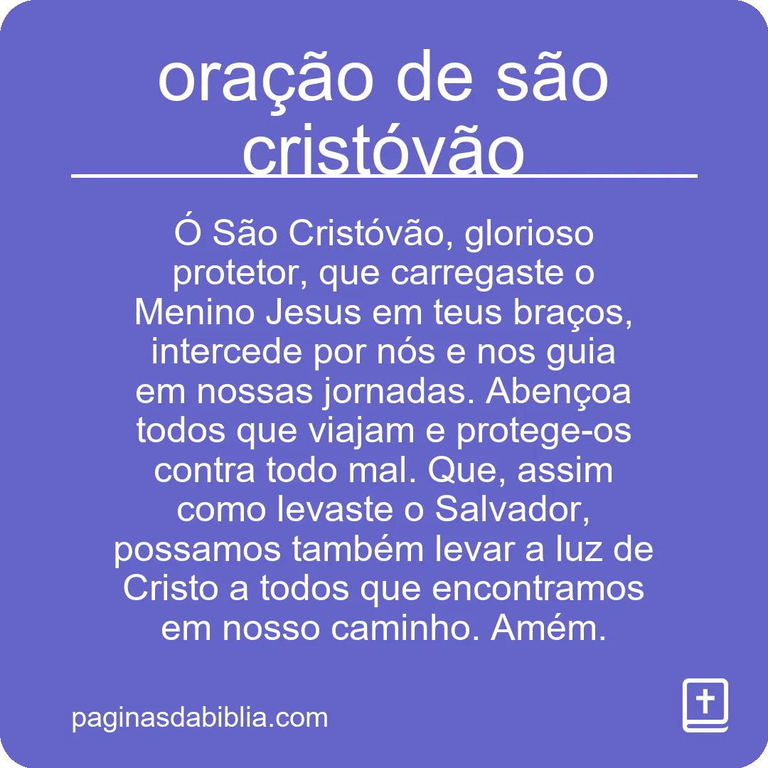 oração de são cristóvão