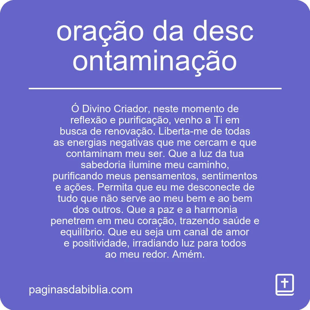 oração da descontaminação