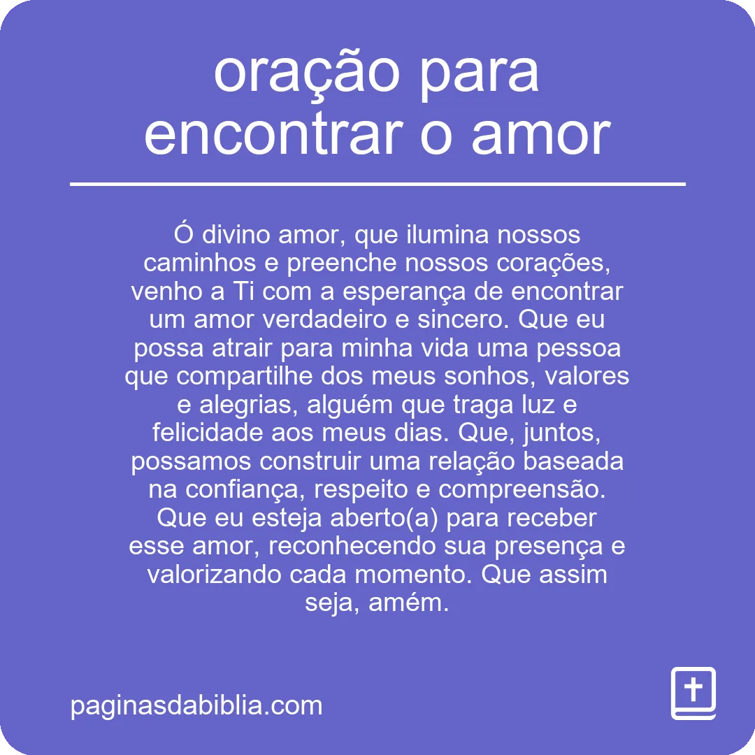 oração para encontrar o amor