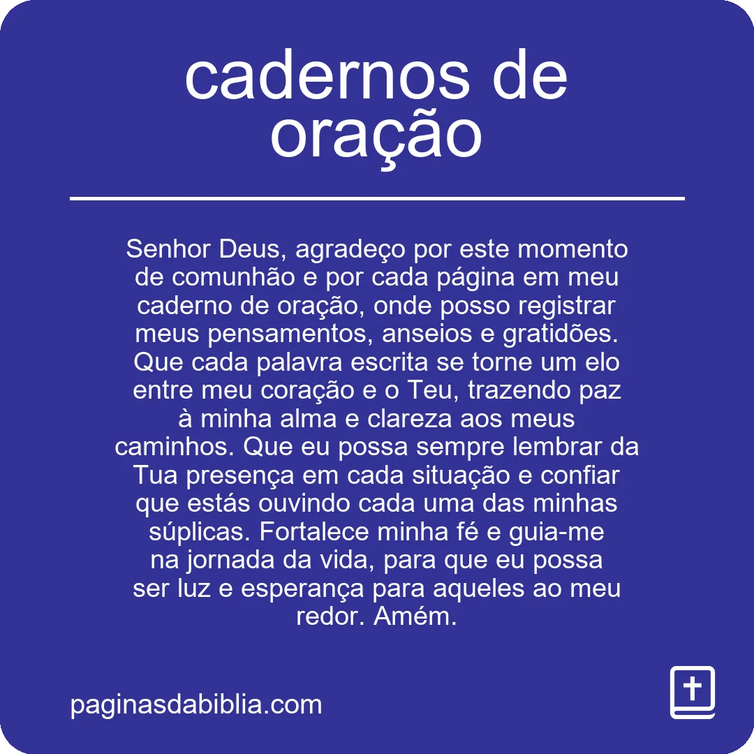 cadernos de oração