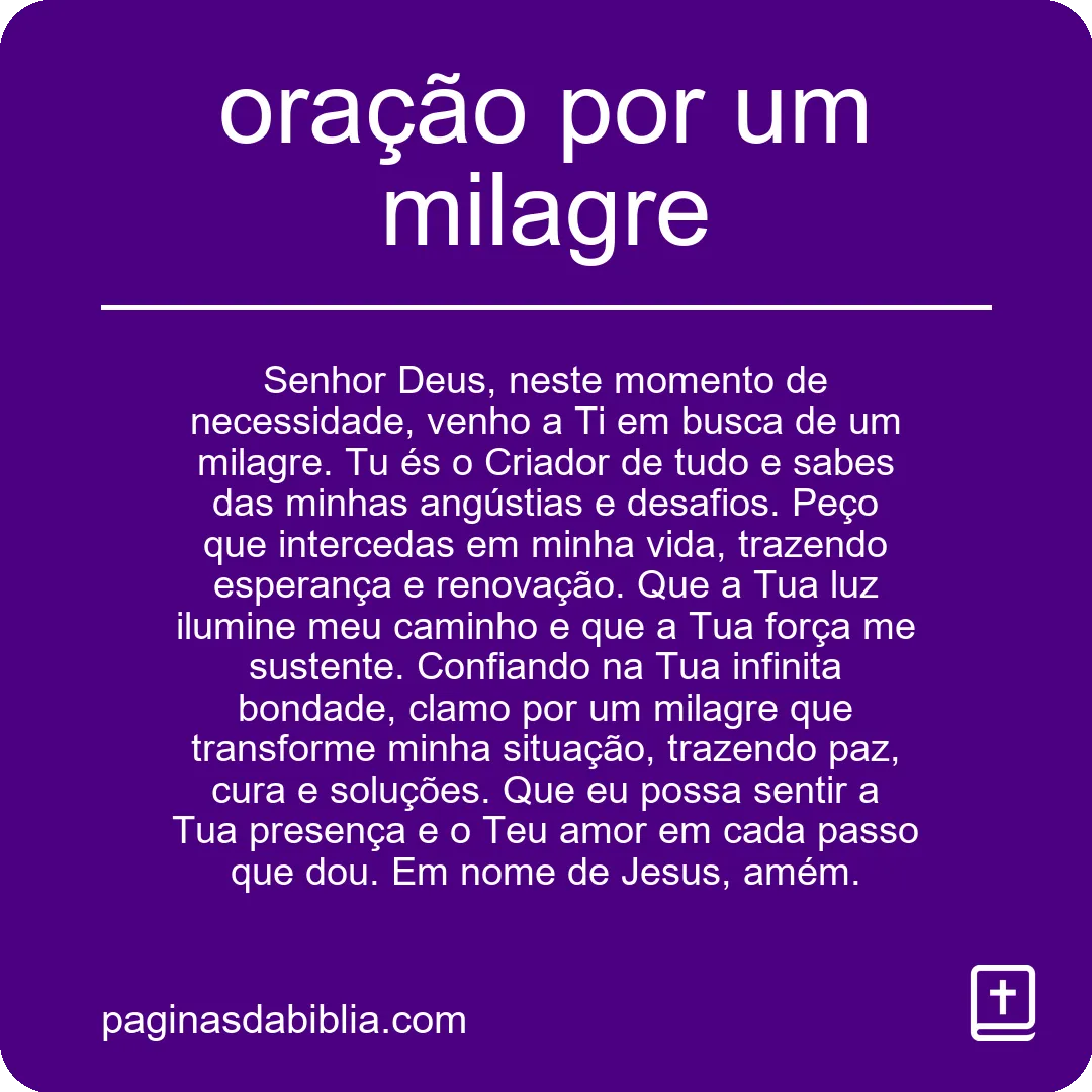 oração por um milagre