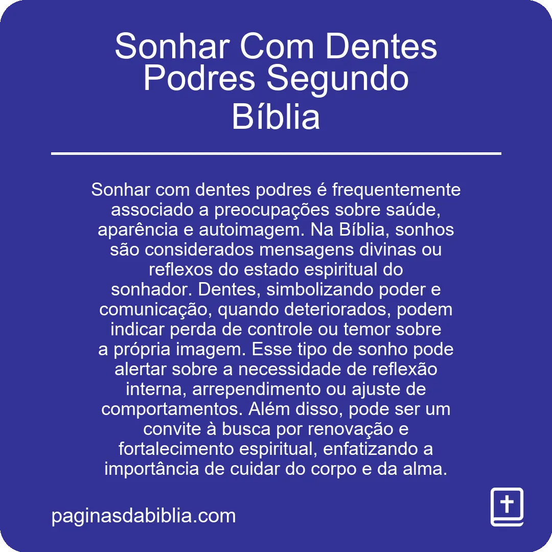 Sonhar Com Dentes Podres Segundo Bíblia