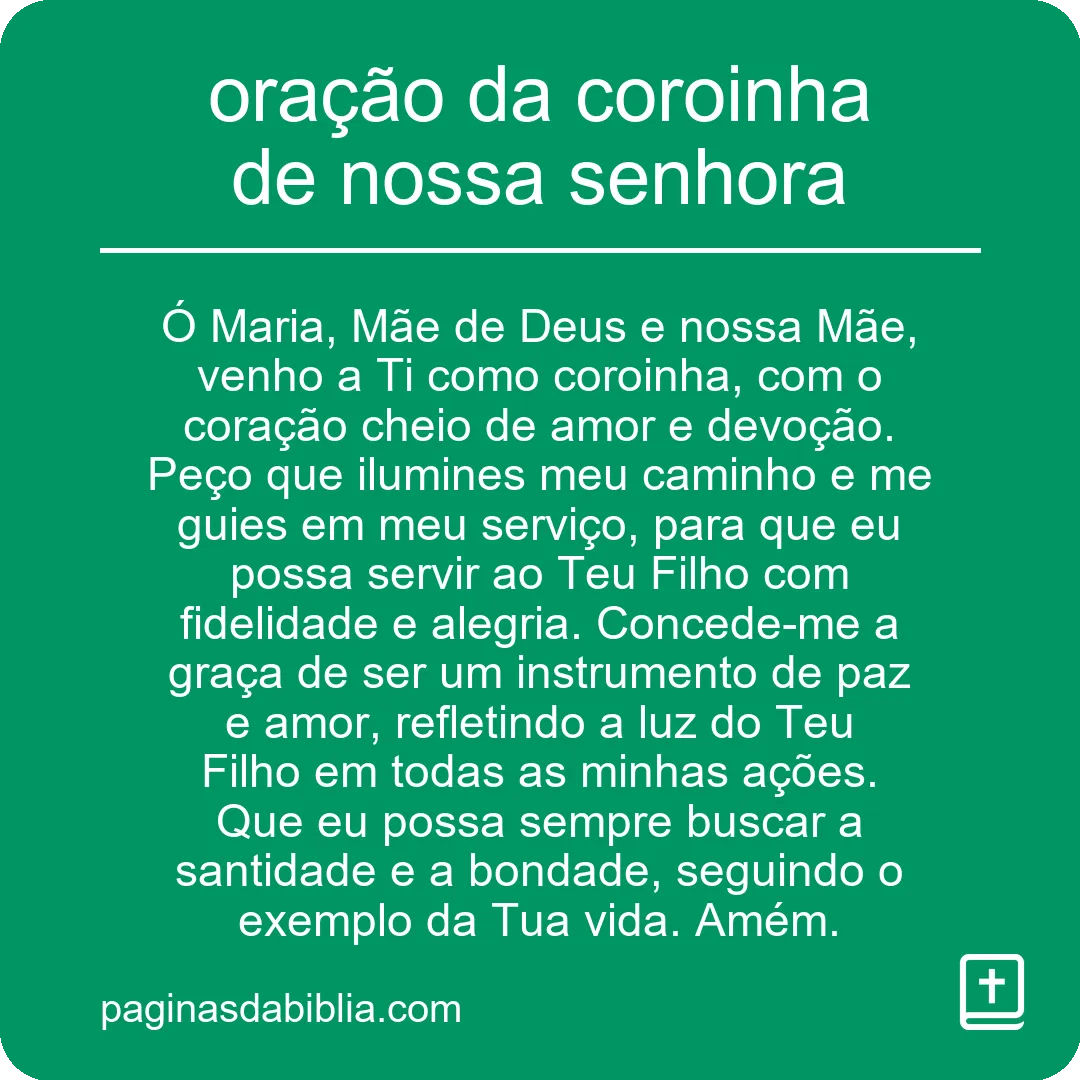 oração da coroinha de nossa senhora