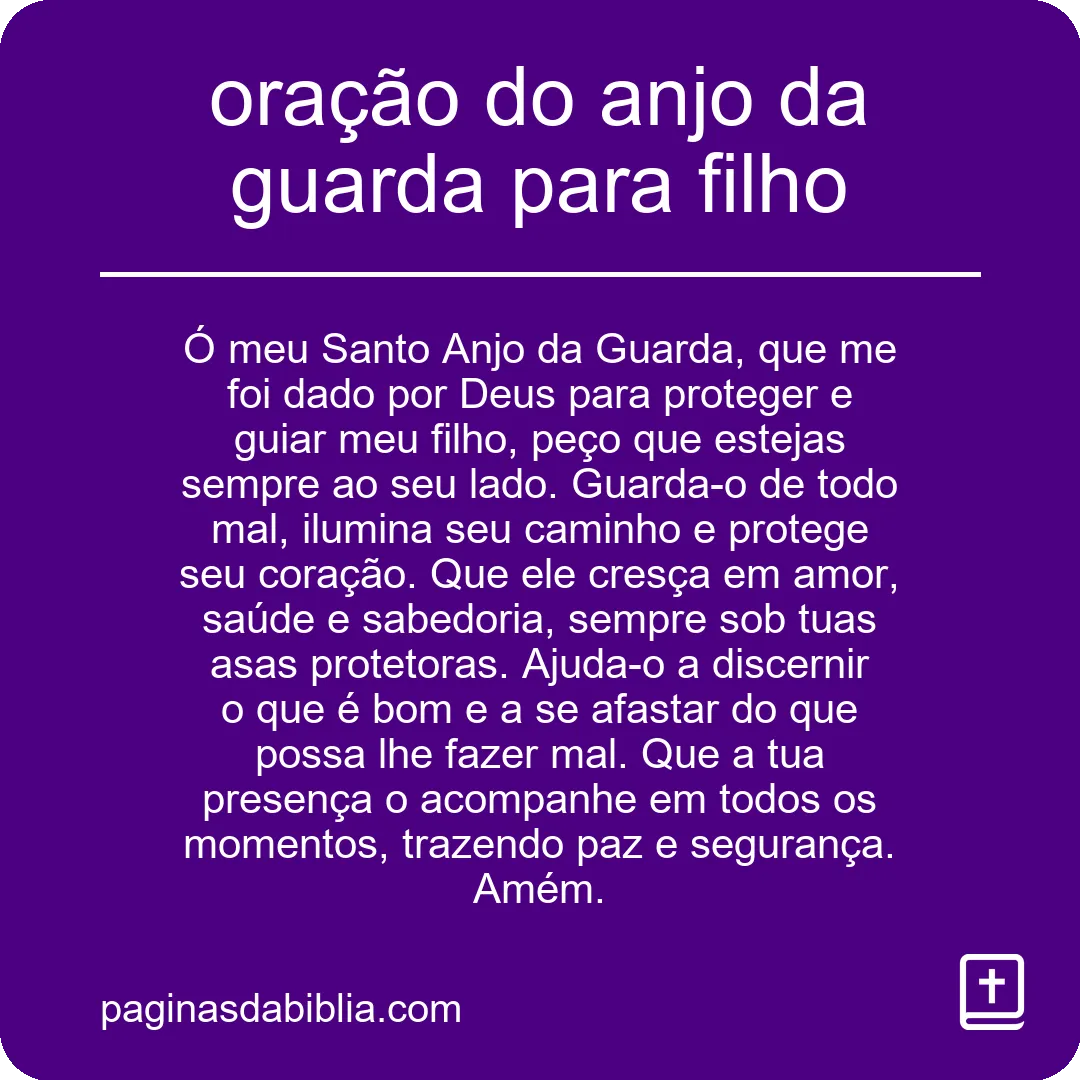 oração do anjo da guarda para filho